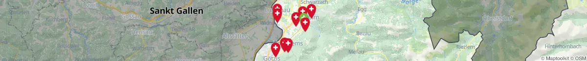 Kartenansicht für Apotheken-Notdienste in der Nähe von Dornbirn (Vorarlberg)